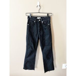 Zara Black Raw Hem Ankle Jeans
